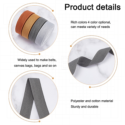   4 Rolls 4 Colors Flat Polyester Cord/Band OCOR-PH0002-59-1