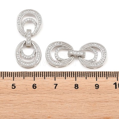 Brass Micro Pave Clear Cubic Zirconia Fold Over Clasps KK-C075-47P-1