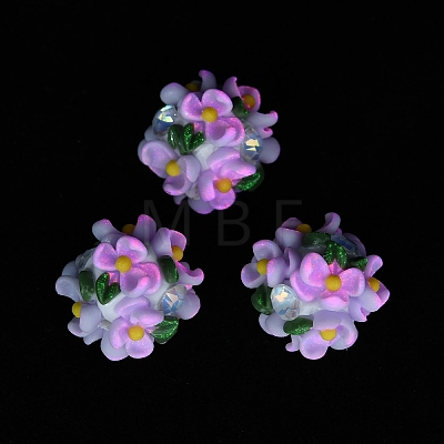 Luminous Polymer Clay Rhinestone Beads CLAY-U002-01D-1