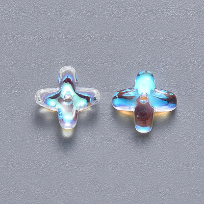 Transparent Spray Painted Glass Beads GLAA-R211-06-D01-1