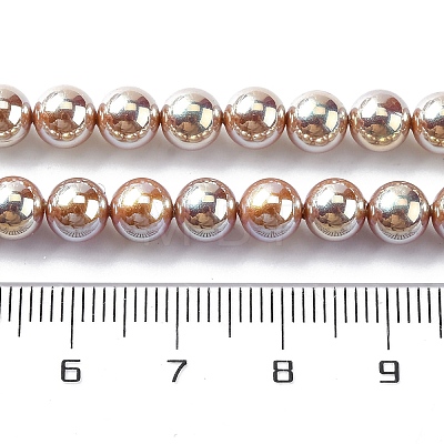 UV Plating Pearlized Glass Pearl Beads Strands GLAA-F128-01A-T15-1