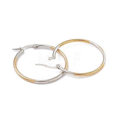 Two Tone 201 Stainless Steel Hoop Earrings with 304 Stainless Steel Pins for Women EJEW-B016-03B-1