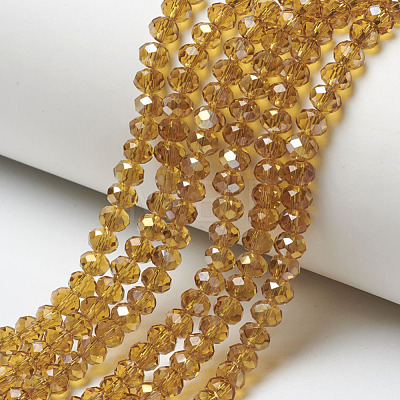 Electroplate Transparent Glass Beads Strands EGLA-A034-T6mm-H20-1