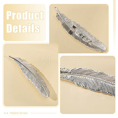 20Pcs Feather Shape Brass Brooch JEWB-CO0001-01S-1