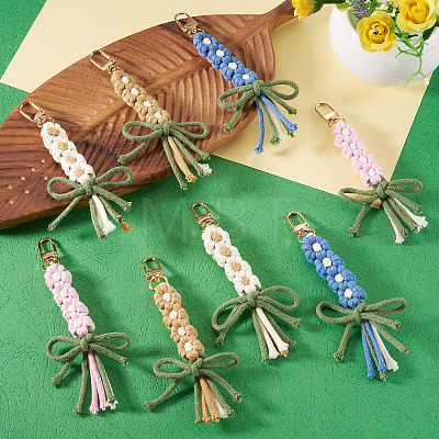 8Pcs 4 Colors Cotton Pendant Decorations HJEW-TA00405-1