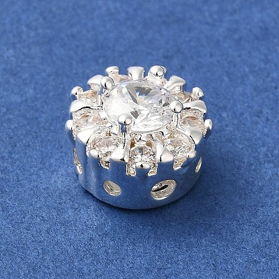 Brass Micro Pave Clear Cubic Zirconia Beads KK-G503-11S-1