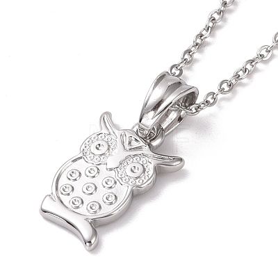 304 Stainless Steel Owl Pendant Necklace for Women STAS-E154-20P-1