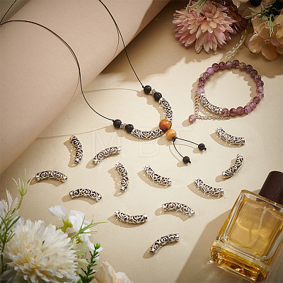 30Pcs Tibetan Style Alloy Curved Tube Beads FIND-PH0022-67A-1