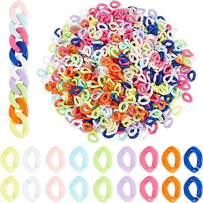 720Pcs 9 Colors Opaque Acrylic Linking Rings SACR-FH0001-07-1