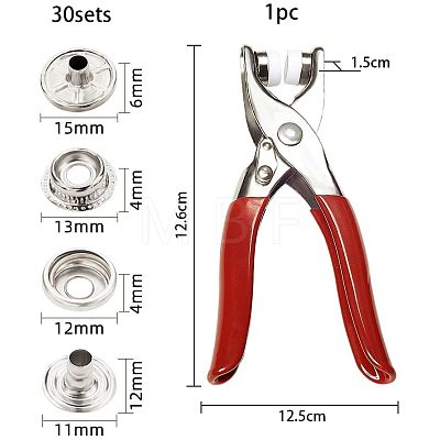 Press Button Snap Fastener Pliers and 201 Metal Snap Buttons ABAG-PH0019-02-1