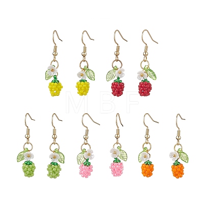 Handmade Glass Seed Beads Apple Dangle Earrings EJEW-MZ00575-1