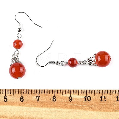 Natural Gemstone Dangle Earrings EJEW-JE01374-1