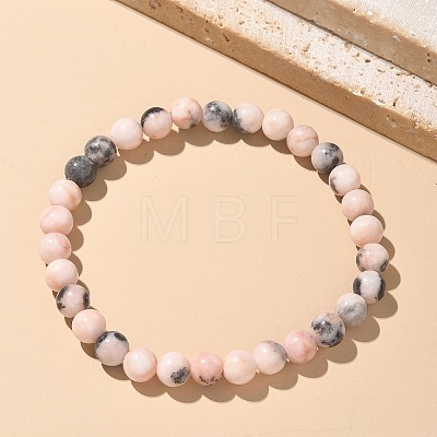 Natural Zebra Jasper Bead Stretch Bracelets BJEW-K212-A-035-1