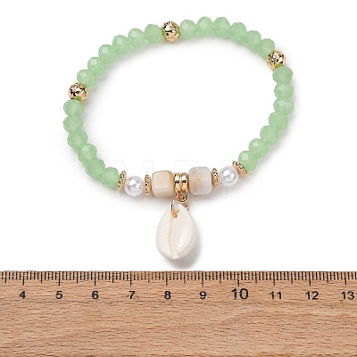 Bohemian Resin & Alloy & Glass Beads & Shell & Plastic Pearls Beaded Stretch Bracelets BJEW-Z169-01D-1