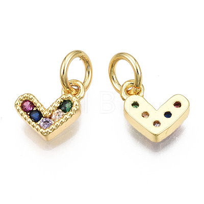 Brass Micro Pave Cubic Zirconia Charms KK-N227-33G-07-NF-1