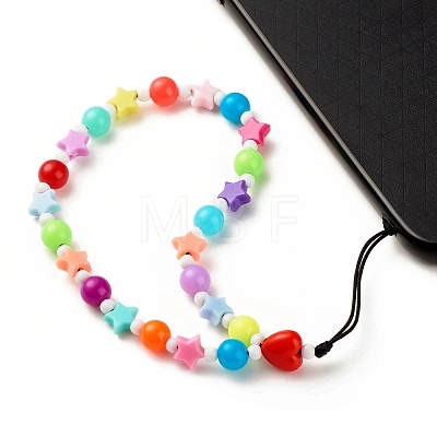 Opaque Acrylic Beads Mobile Straps HJEW-JM00679-1