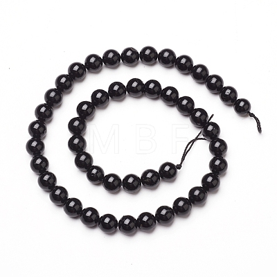 Natural Black Tourmaline Beads Strands X-G-L554-02-6mm-1