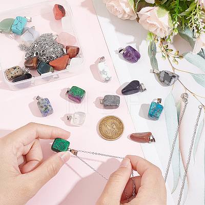 DIY Gemstone Pendant Necklaces Making Kits DIY-UN0001-83P-1