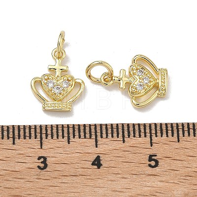 Brass Micro Pave Clear Cubic Zirconia Pendants KK-K420-09G-1