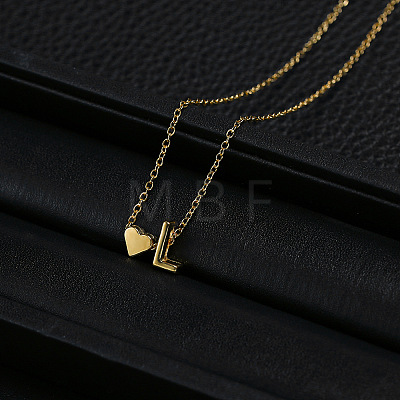 Alloy Letter Heart Pendant Necklaces for Women WGBB55E-08-1