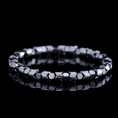 Synthetic Magnetic Hematite Beads Stretch Bracelets for Men Women ZU4423-1