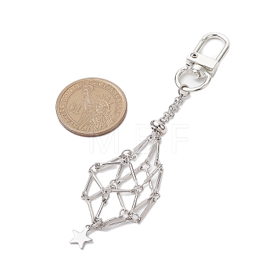 Star 304 Stainless Steel Macrame Chain Pouch Empty Stone Holder Pendant Decoration HJEW-JM02087-1