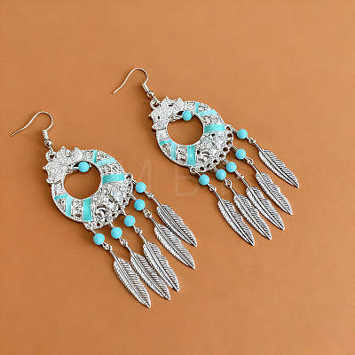Ethnic Style Alloy & Resin Tassel Chandelier Earrings for Women WG9E5ED-02-1
