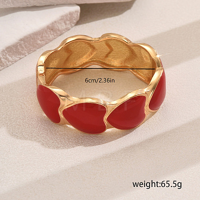 Classic Heart Alloy Enamel Hinged Bangles for Women EM9896-1-1