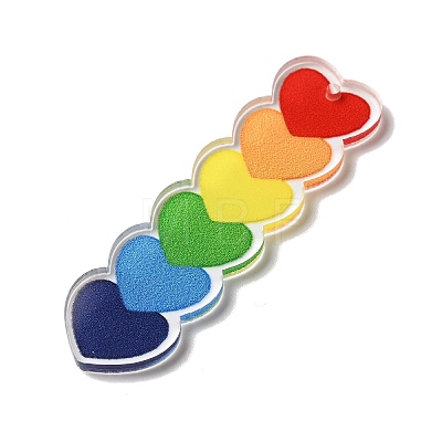 Printed Pride Rainbow Acrylic Big Pendants OACR-L018-15B-1