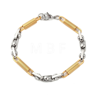 304 Stainless Steel Column Link Bracelets for Men BJEW-B093-02GP-1