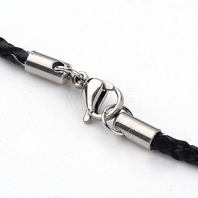 Braided Leather Necklace Making NJEW-JN01551-02-1