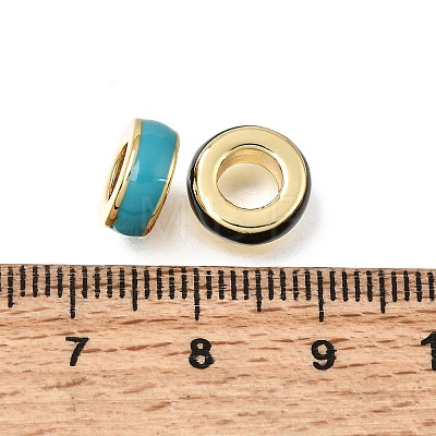 Brass Enamel European Beads KK-Z163-04G-1