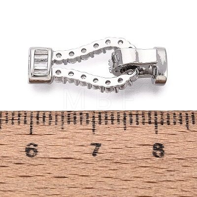 Brass Micro Pave Clear Cubic Zirconia Fold Over Clasps KK-Q074-17P-1