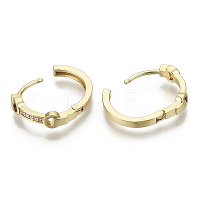 Brass Micro Pave Clear Cubic Zirconia Huggie Hoop Earrings EJEW-S201-208G-NF-1