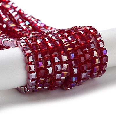 Electroplate Glass Beads Strands EGLA-R030-4x4mm-04-1