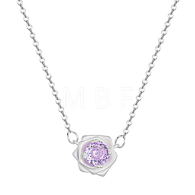 Brass Pave Lilac Cubic Zirconia Pendant Necklaces WG96DED-01-1