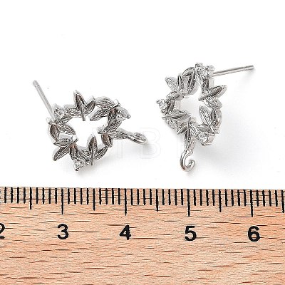 Brass Micro Pave Cubic Zirconia Studs Earring Findings KK-K364-07P-1