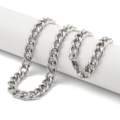 Non-Tarnish 201 Stainless Steel Cuban Link Chain Necklaces for Women and Men NJEW-F322-03P-03-1