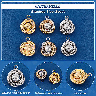 Unicraftale 6Pcs 3 Colors 304 Stainless Steel Pendants STAS-UN0037-96-1