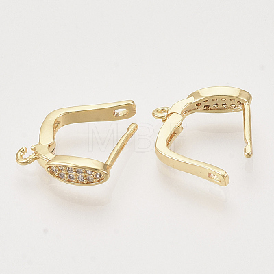 Brass Micro Pave Cubic Zirconia Hoop Earring Findings with Latch Back Closure KK-T048-032G-NF-1
