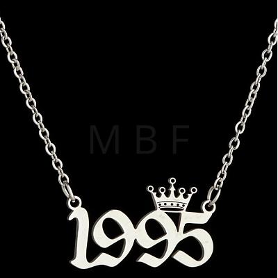 Crown Birth Year 201 Stainless Steel Pendant Necklaces for Women FS-WG4E8F2-56-1