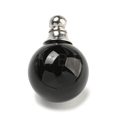 Natural Obsidian Perfume Bottle Pendants G-K338-22P-01-1