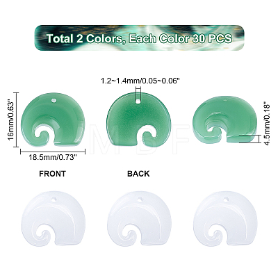   60Pcs 2 Colors Imitation Jade Glass Pendants GLAA-PH0001-96-1