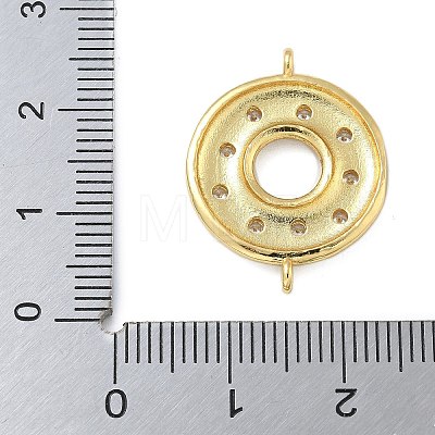 Rack Plating Brass Clear Cubic Zirconia Donut Connector Charms KK-A234-030G-01-1