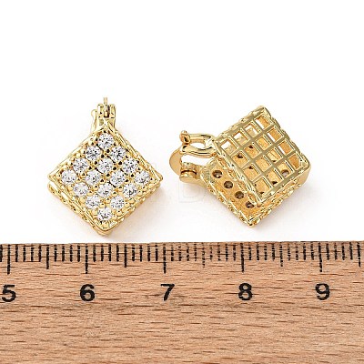 Brass Micro Pave Cubic Zirconia Rhombus Hoop Earrings EJEW-B153-09G-1
