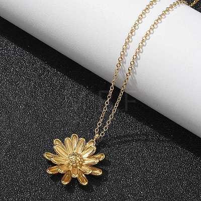 304 Stainless Steel Sunflower Pendant Cable Chain Necklaces for Women NJEW-R011-02G-1