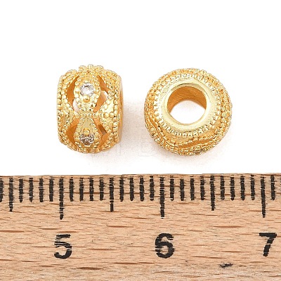 Brass Micro Pave Clear Cubic Zirconia European Beads KK-C142-12C-G-1