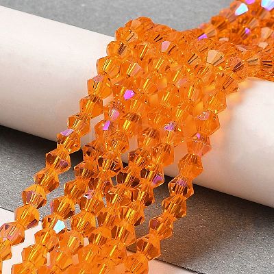 Transparent Electroplate Glass Beads Strands GLAA-F029-4mm-D23-1