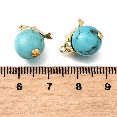 Synthetic Turquoise Round Pendants KK-U072-03G-1