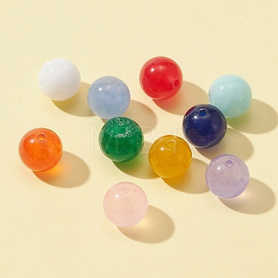 100Pcs 10 Colors Natural Dyed Malaysia Jade Beads G-FS0002-49-1